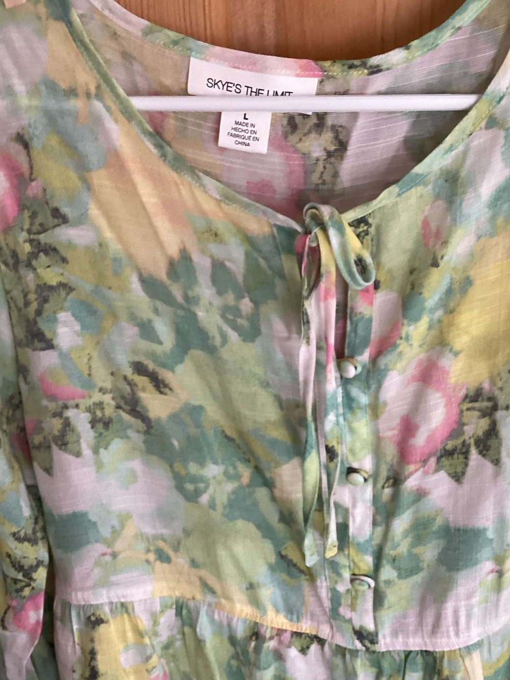 Skye's the Limit Pastel Floral Tie-Front Dress in Green Pink Yellow